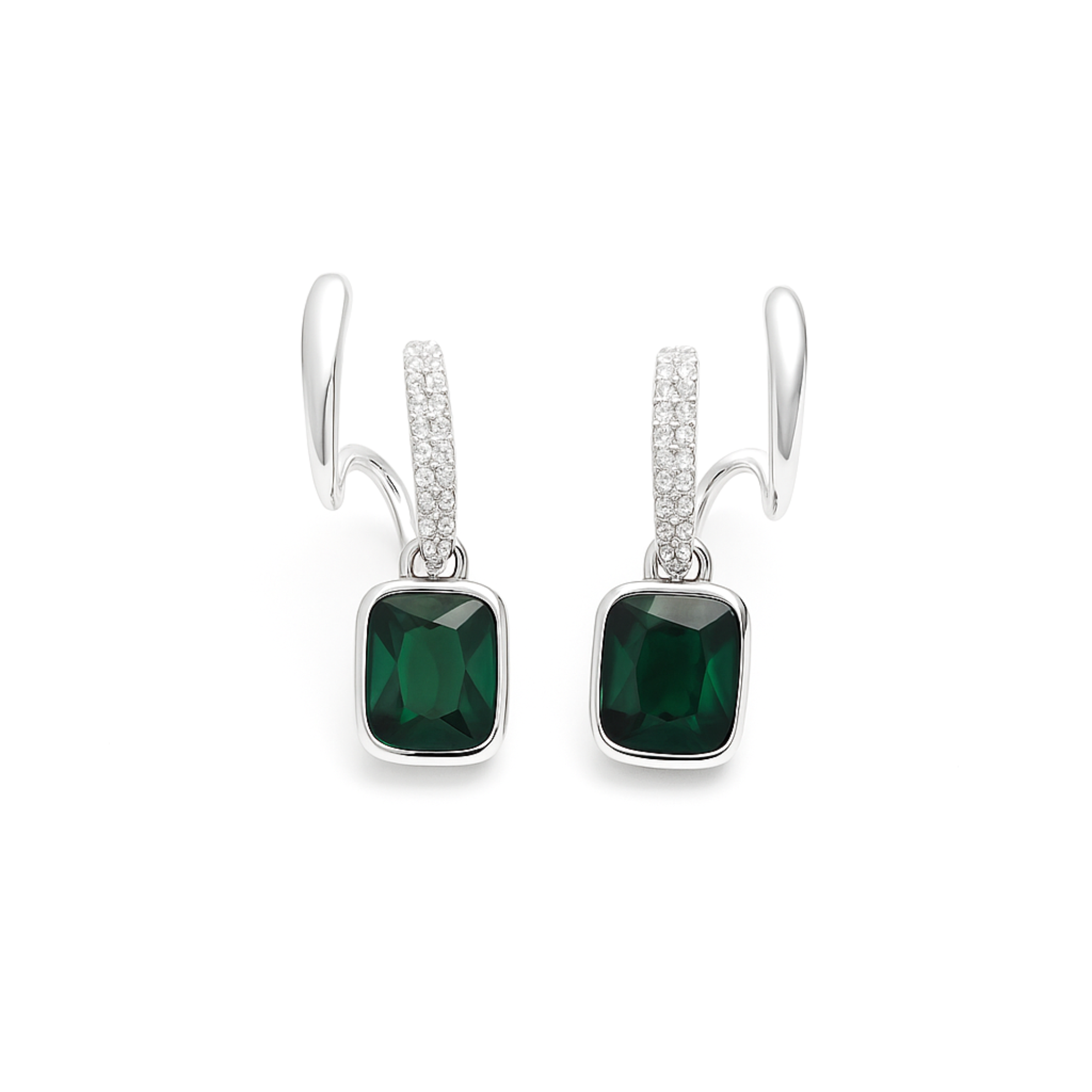 Silver Green Stone Earring