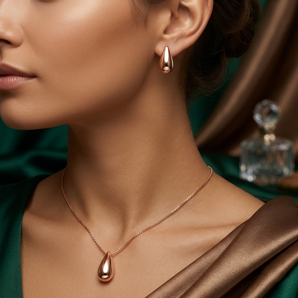 Blush Elegance Sterling Silver Pendant Set