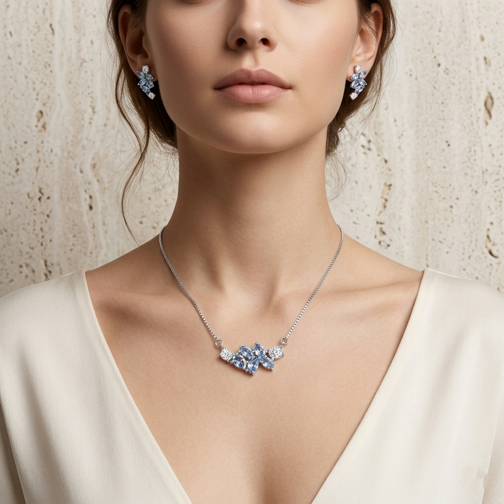 Divine Elegance 925 Silver Necklace Pendant Set