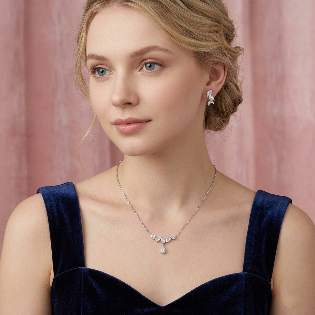 Minimal Bar Design 925 Silver Chain Pendant Set