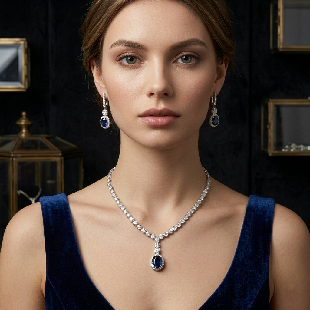 Midnight Elegance Blue Stone Necklace