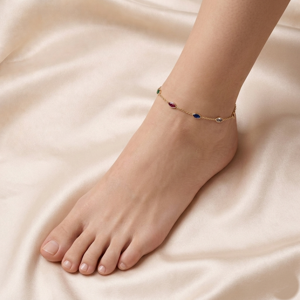Blush Sparkle Rose Anklet – 925 Silver Luxury Pair of 2
