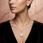 Designer Rose Tone 925 Silver Pendant Chain Set with Elegant Choki Diamonds