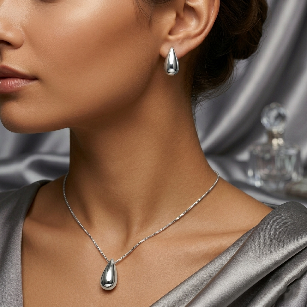 Moonlight Shine 925 Sterling Silver Chain Pendant Set