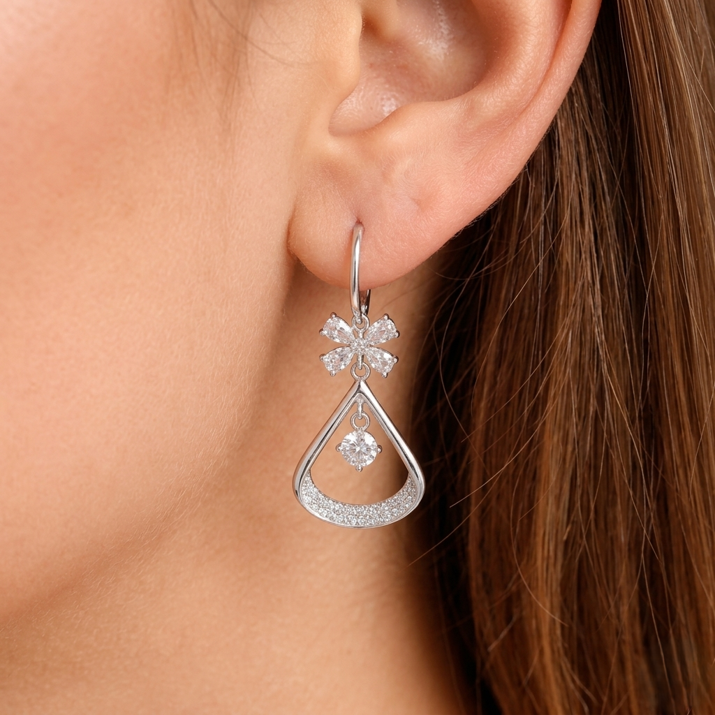Diamond Cut 925 Silver Earrings