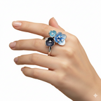 Modern Floral Party Wear Silver Ring
