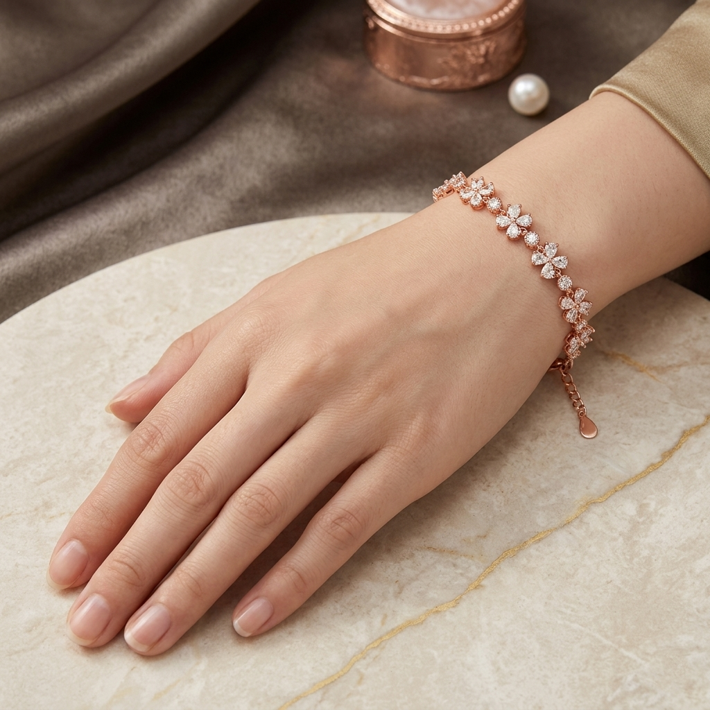 Royal Rose Tone Sterling Silver Bracelet