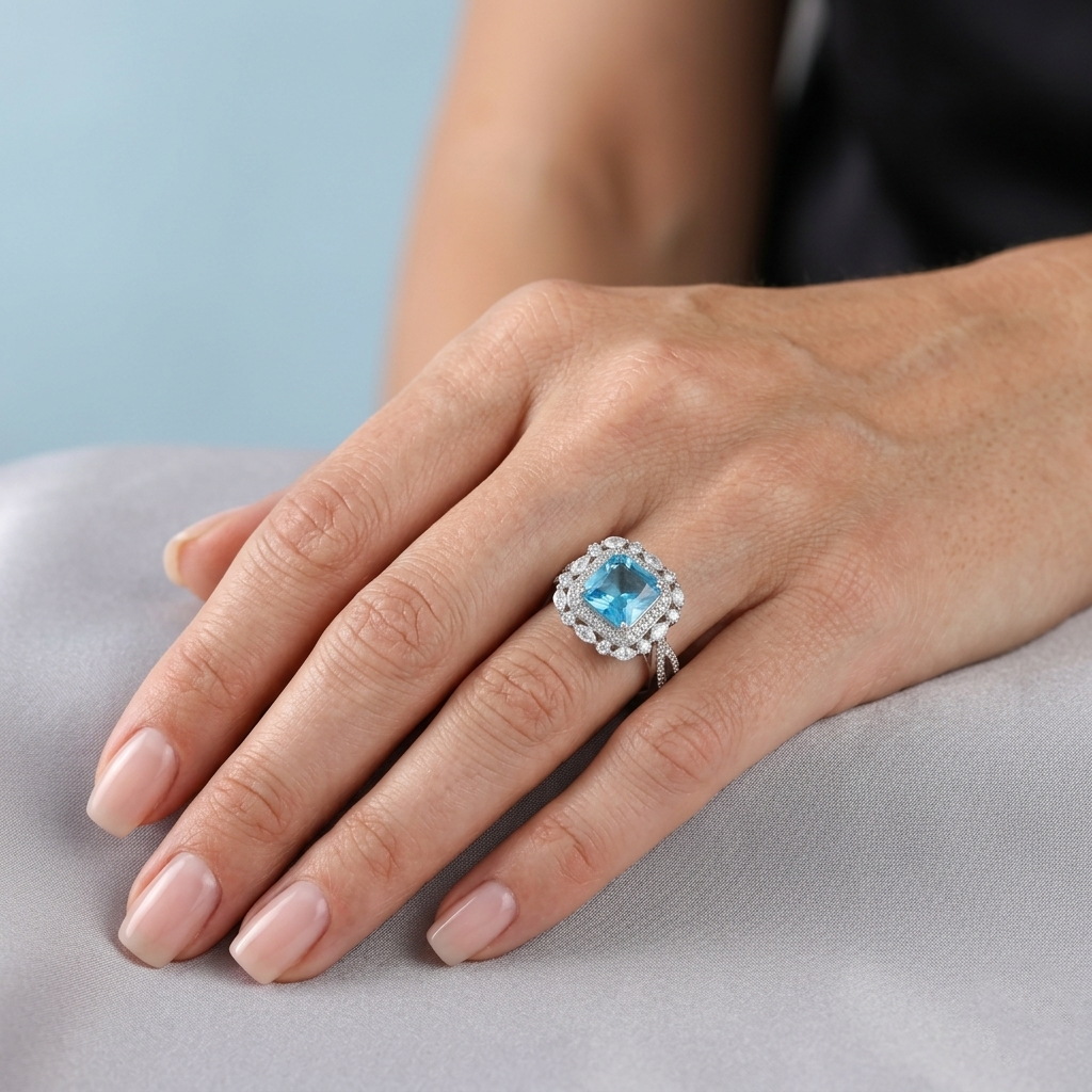 Azure Halo Elegance Ring