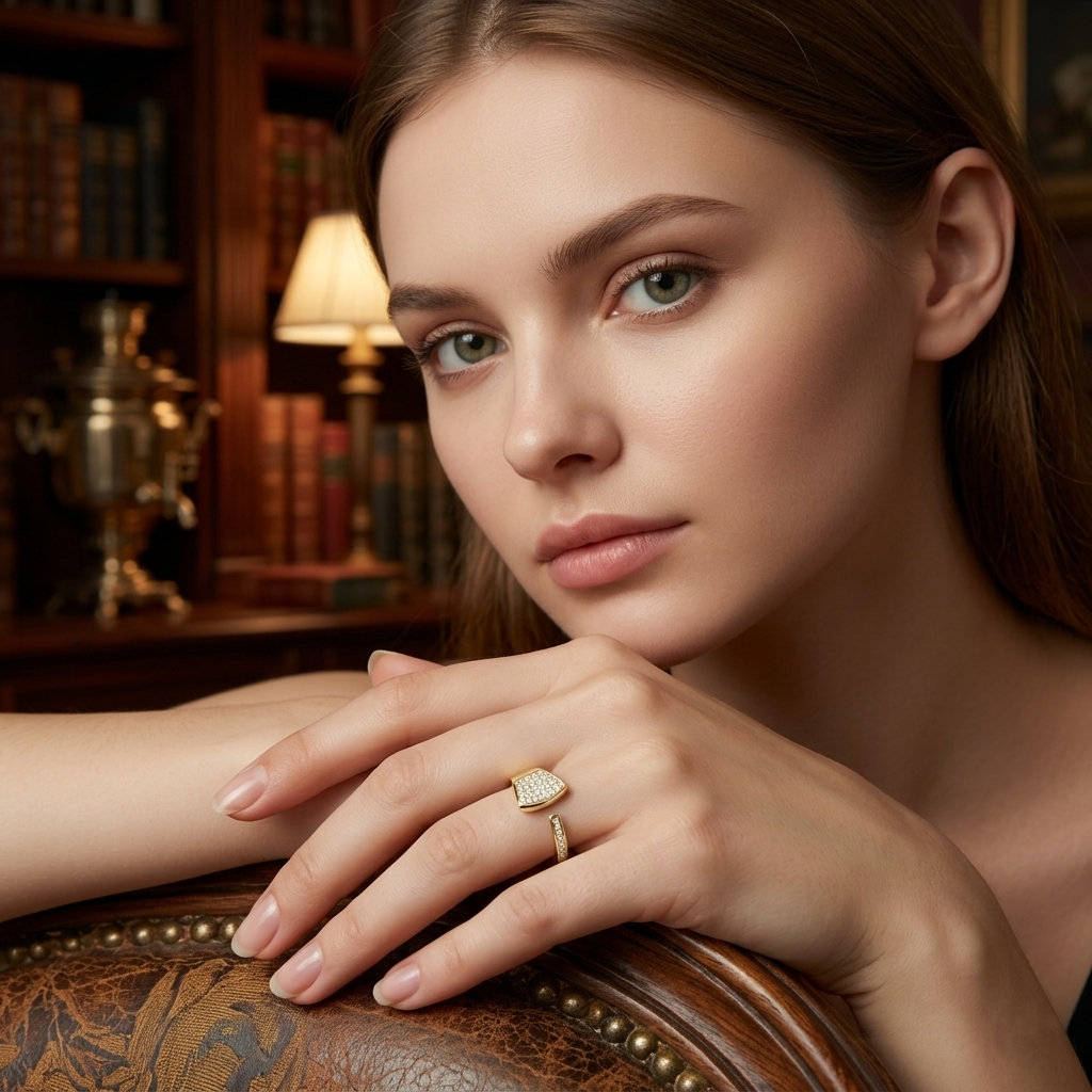 Golden Glow 925 Silver Statement Ring