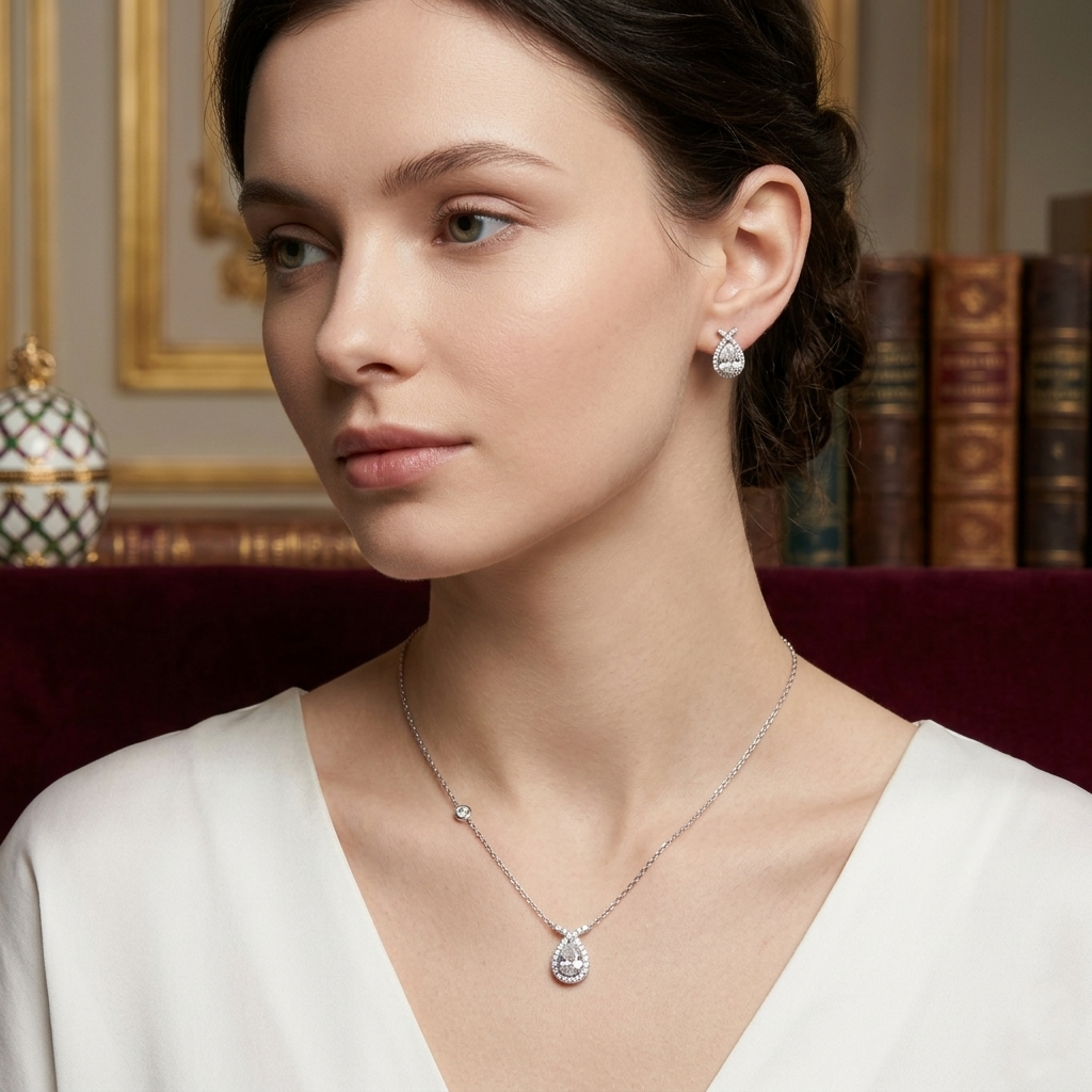 Star Shine 925 Silver Pendant Chain Set