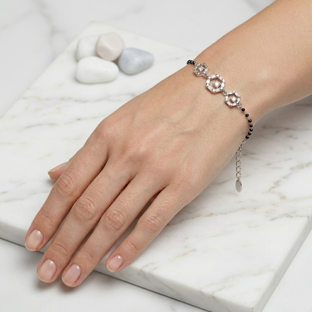 925 Sterling Silver Minimalist Mangalsutra Bracelet