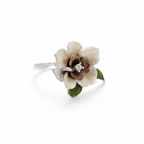 Modern Floral Statement 925 Silver Ring