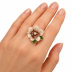 Modern Floral Statement 925 Silver Ring