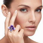 Purple Petal Designer 925 Silver Ring