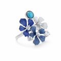 Elegant Blue Flower 925 Silver Ring
