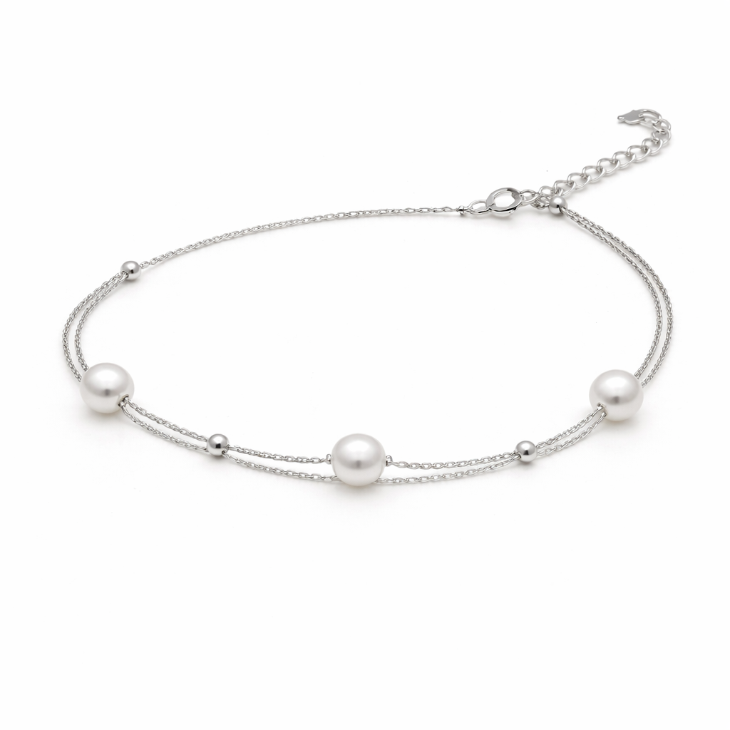 Elegant Pearl Charm 925 Silver Bracelet