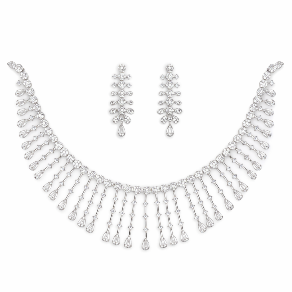 Heavy Look Diamond Necklace in 925 Silver