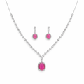 Elegant Pink Glow Silver Set