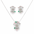 Luxury Floral Glow Silver Pendant Set