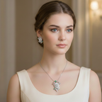 Luxury Floral Glow Silver Pendant Set