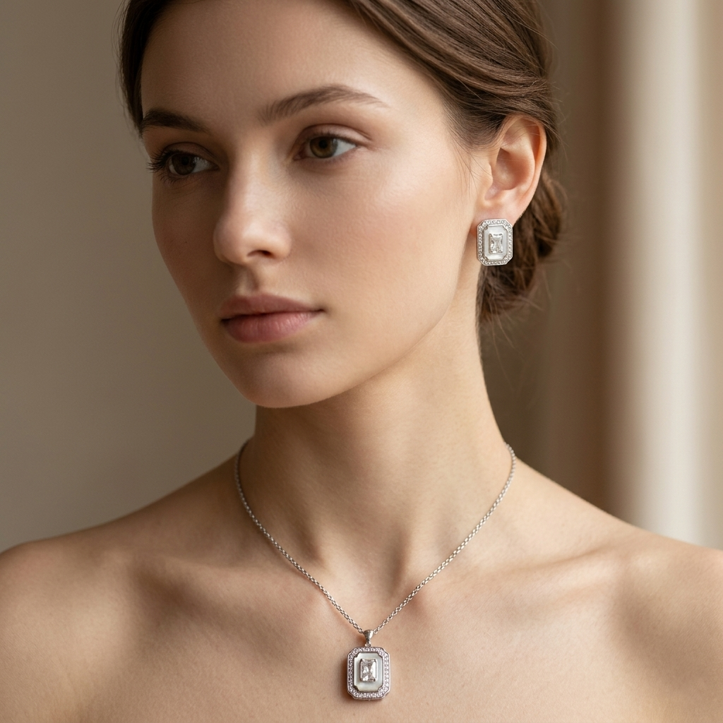 Timeless Glow 925 Silver Pendant Chain Set