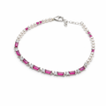 Elegant Pink & White Diamond Pearl Line Bracelet