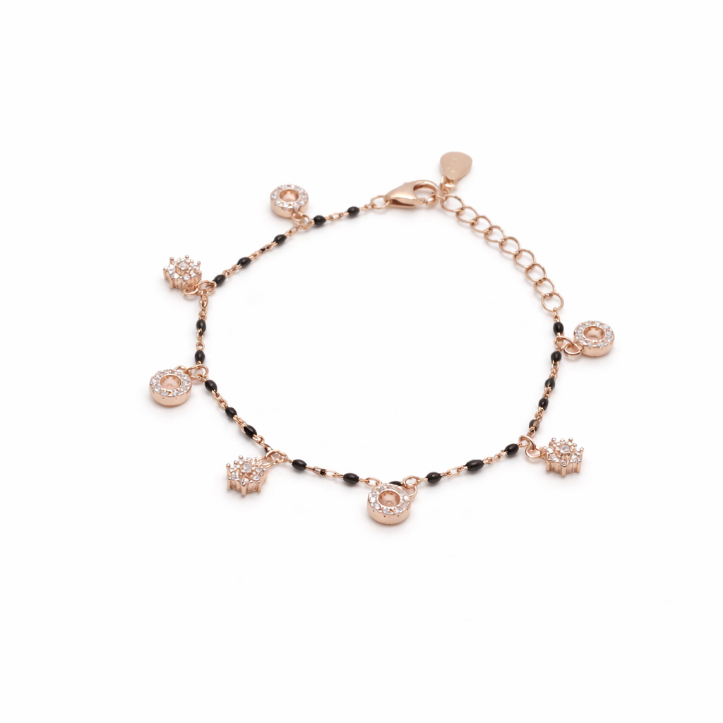 Rose Tone Mangalsutra Bracelet in 925 Silver