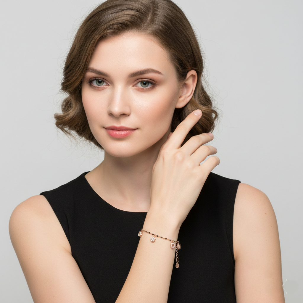 Rose Tone Mangalsutra Bracelet in 925 Silver