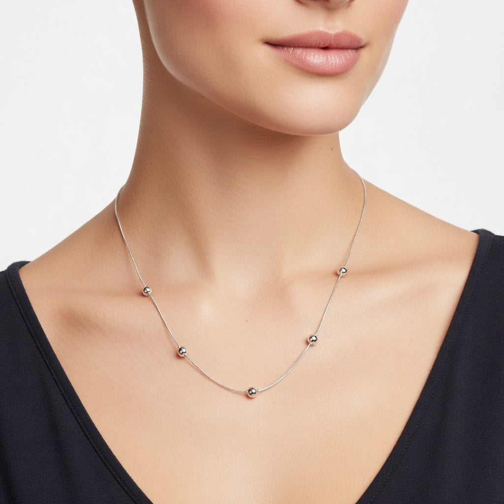 Classic Round Beads Silver Chain