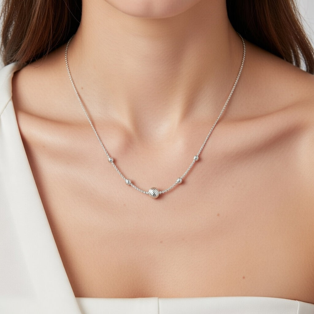 Minimal Round Bead Silver Chain