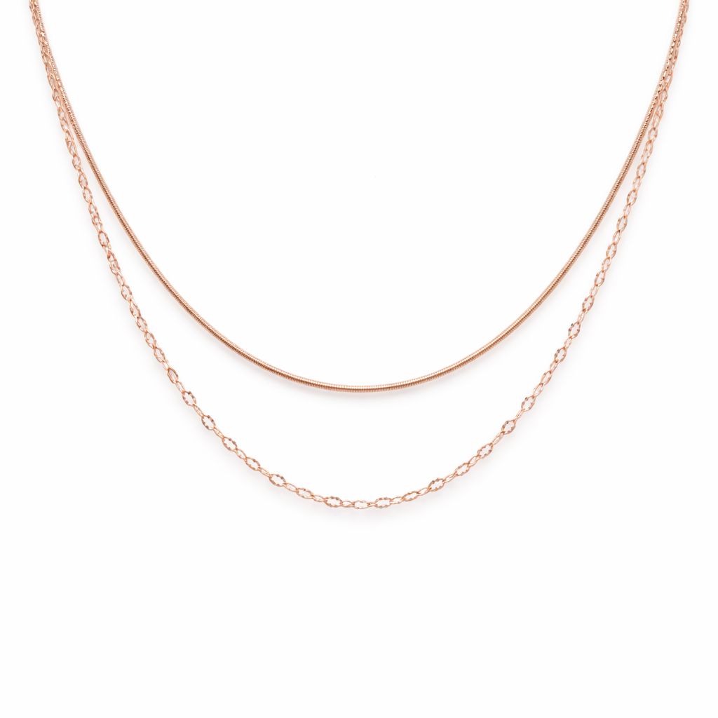 Elegant Layered Rose-Tone 925 Silver Chain