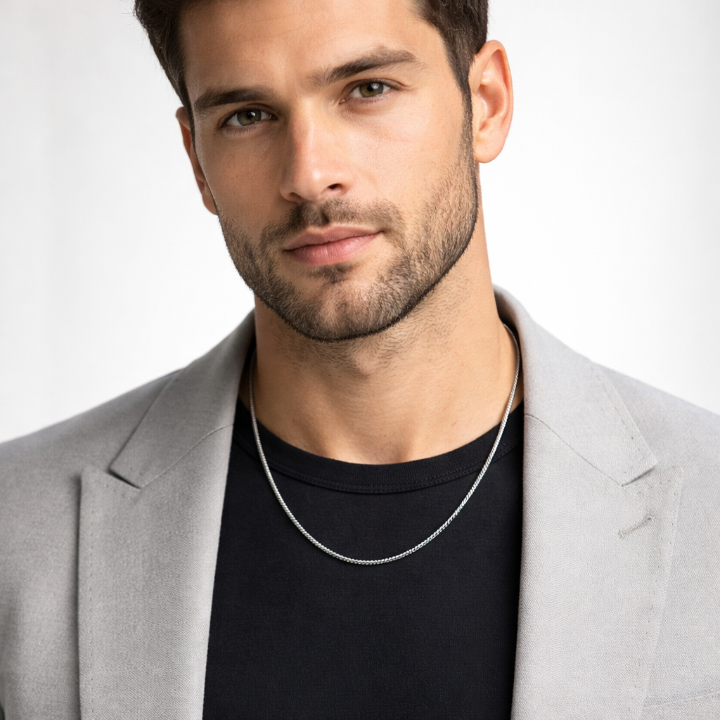 Classic Shine Silver Chain For Man