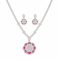 Royal Shine Pink Stone Silver Set