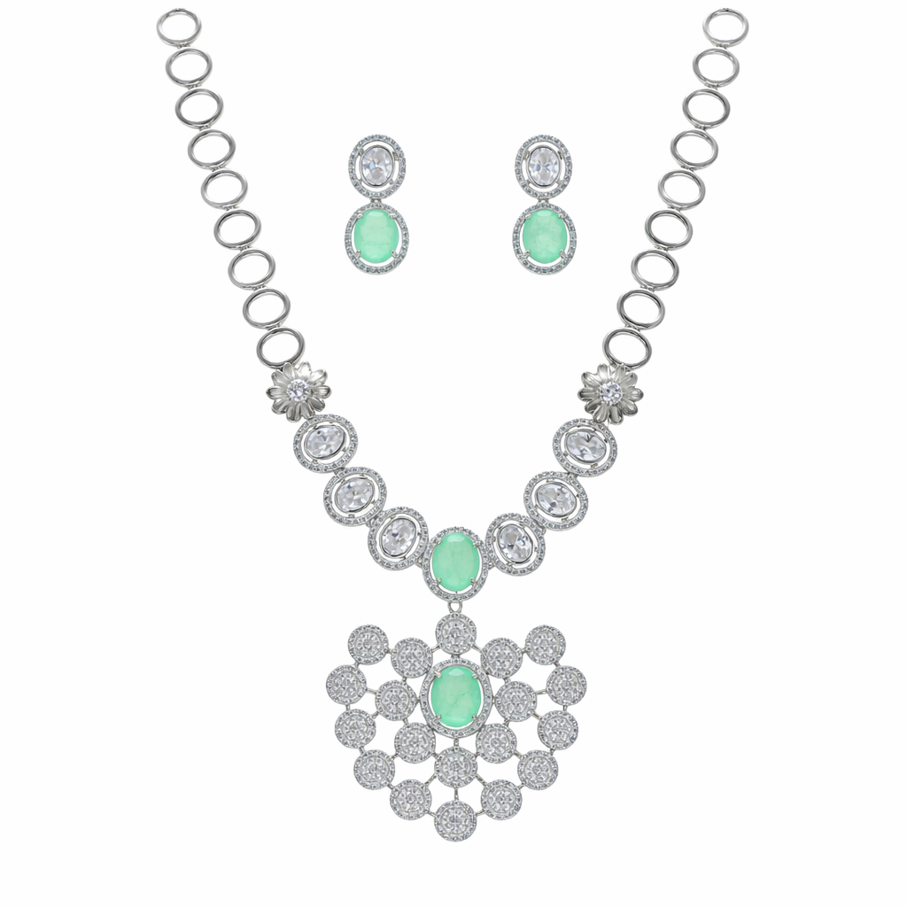 Classic Green Stone Pendant Necklace