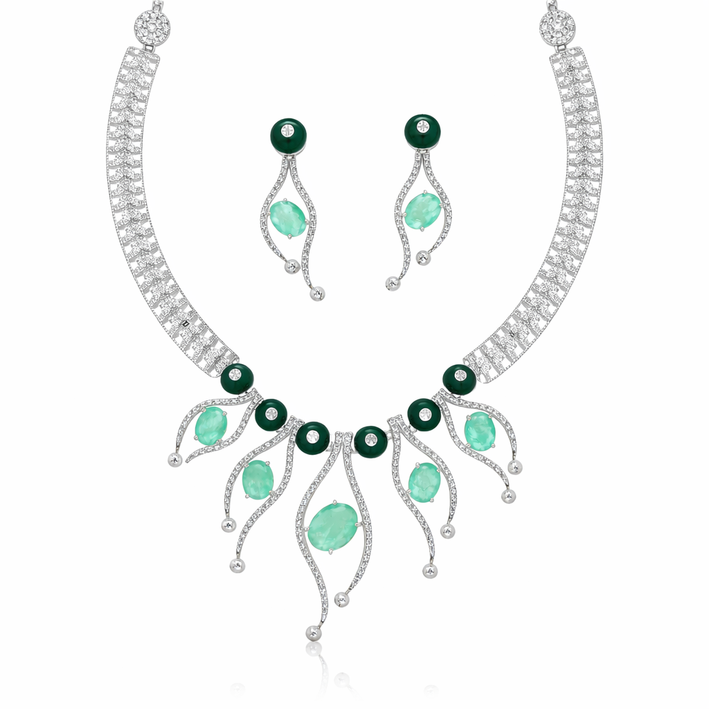 Emerald Glow 925 Silver Necklace