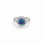 Elegant Multicolor Halo 925 Silver Ring