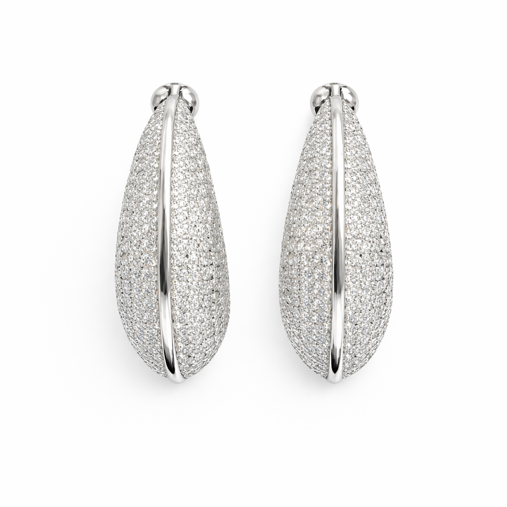 Premium 925 Silver Full Diamond Bali Earrings for Women