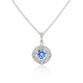 925 Silver Sky Blue Crystal Pendant with Chain – Minimal Luxury Look