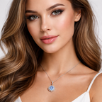 925 Silver Sky Blue Crystal Pendant with Chain – Minimal Luxury Look