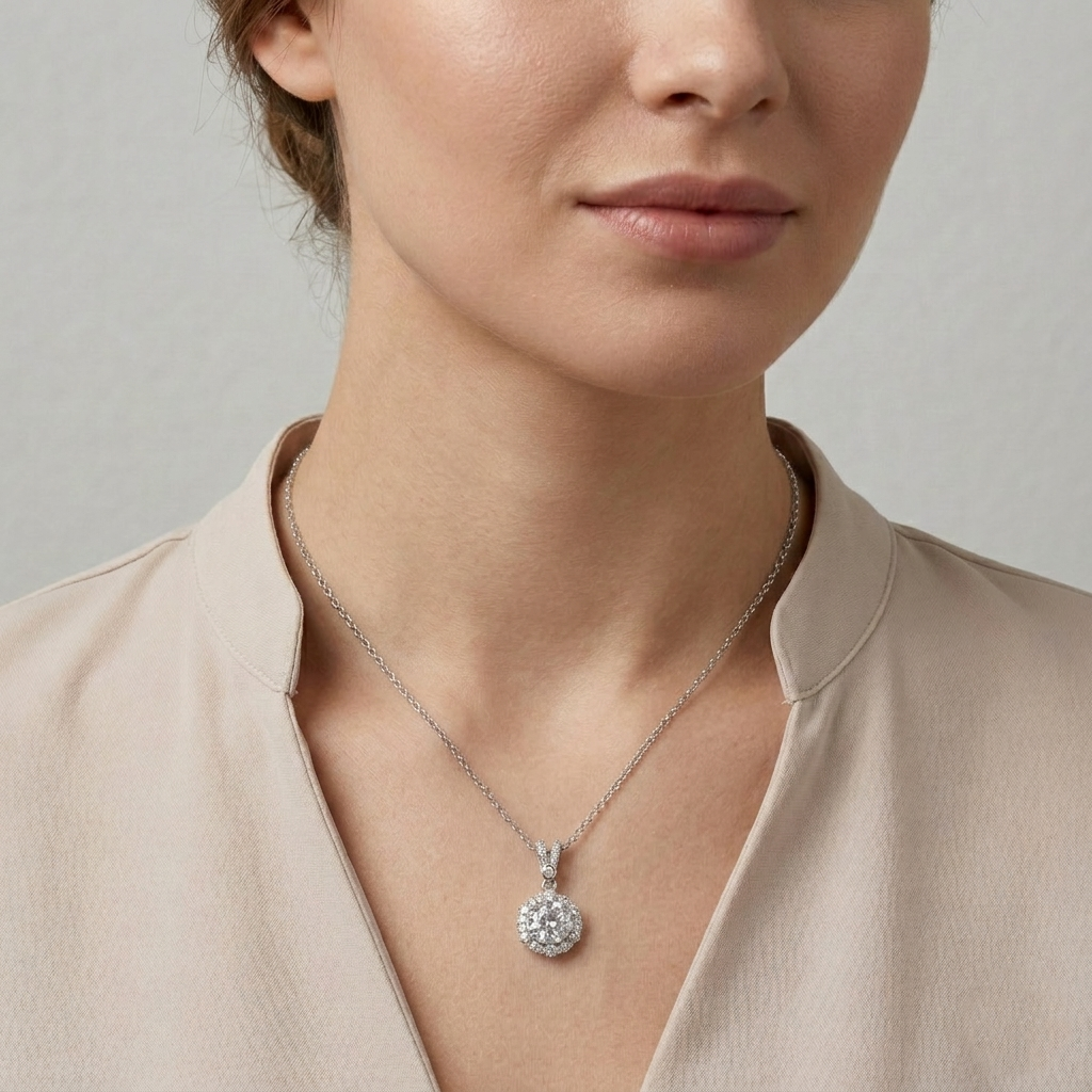 Minimalist Solitaire Pendant Necklace in 925 Silver