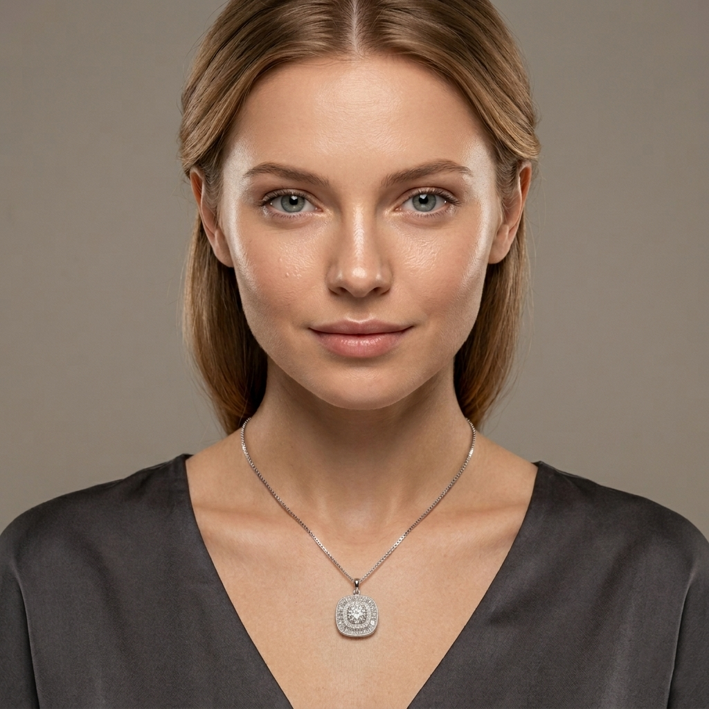 Elegant Sparkle Single Diamond Look Pendant – 925 Silver
