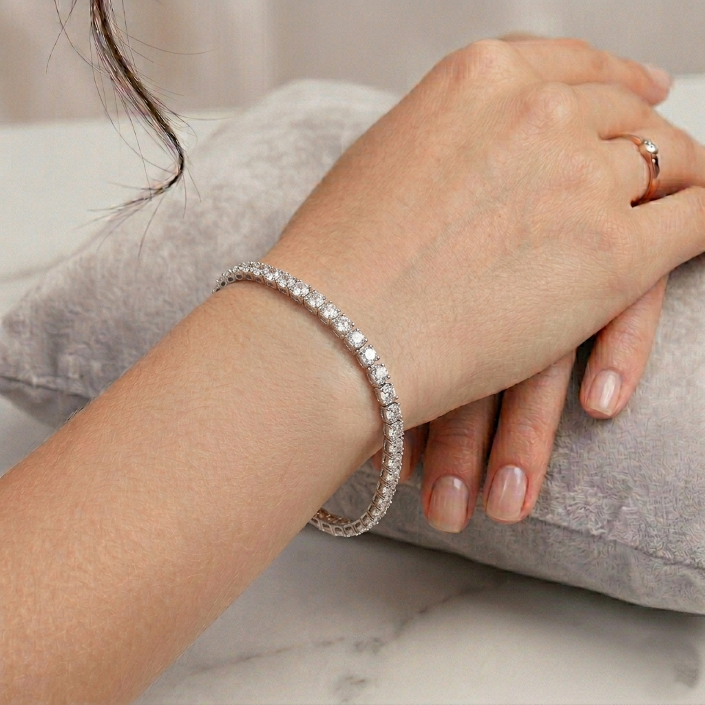 Luxe Glow Sterling Silver Tennis Bracelet
