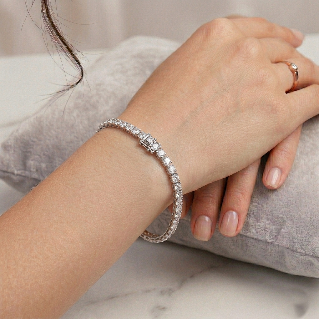 Luxe Glow Sterling Silver Tennis Bracelet