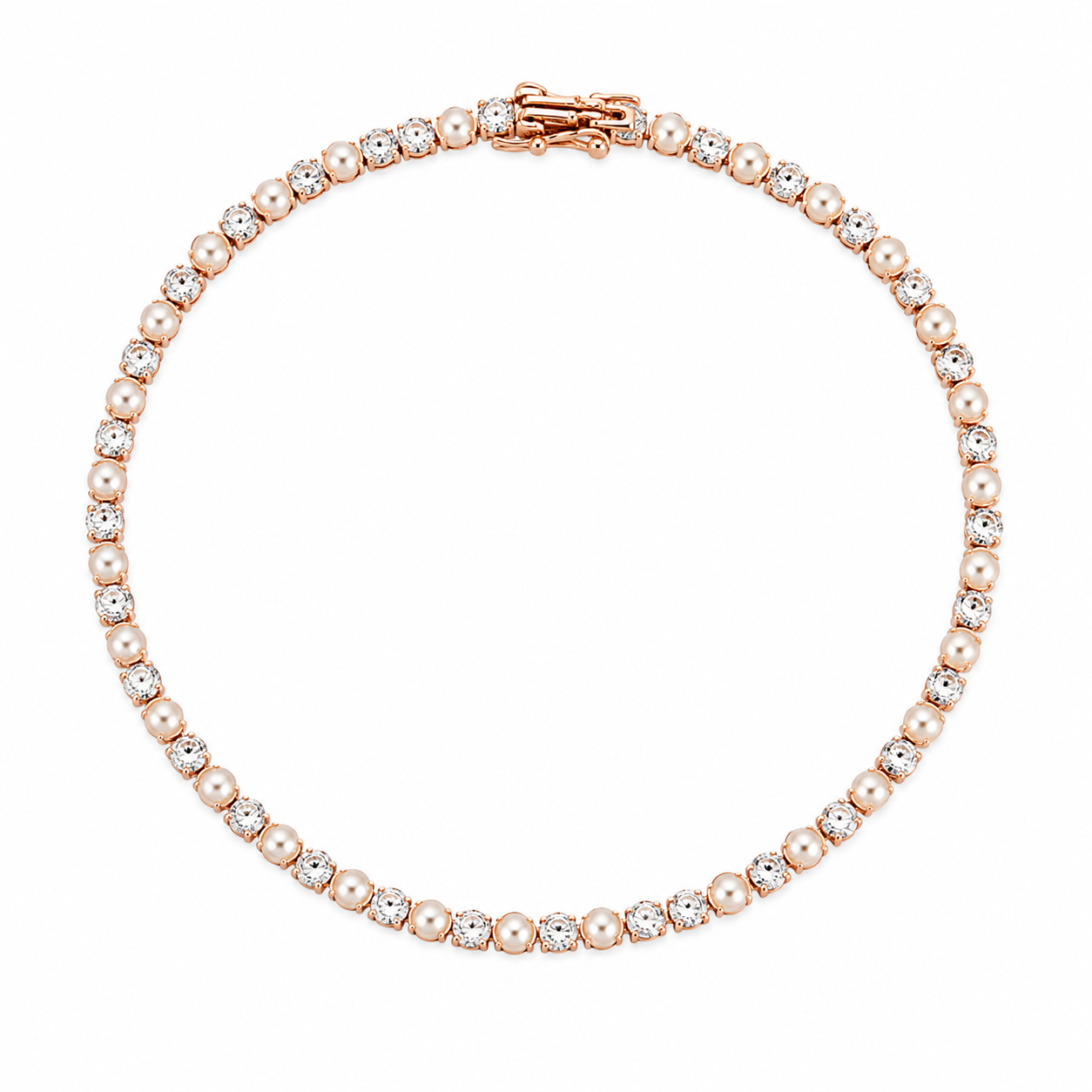 Royal Grace Pearl & Diamond Bracelet In Rose Tone
