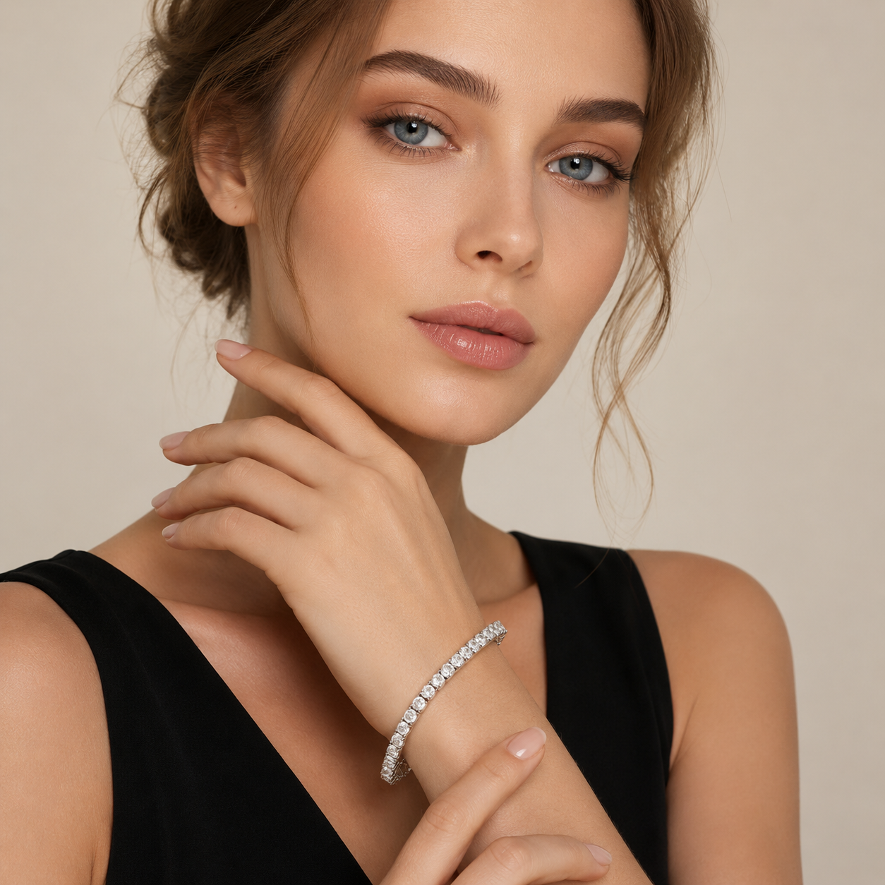 Diamond Look 925 Silver Tennis Bracelet