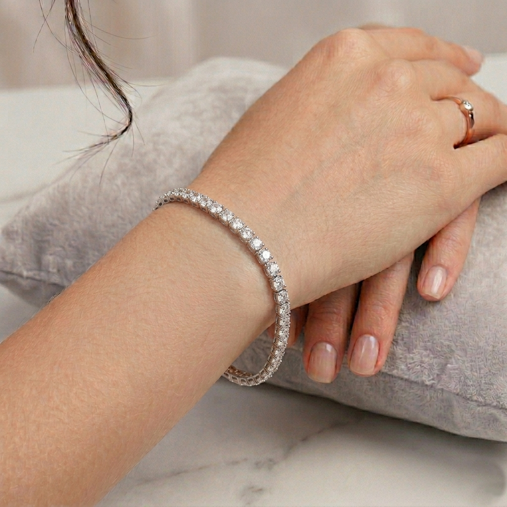 Radiant Grace Silver Tennis Bracelet