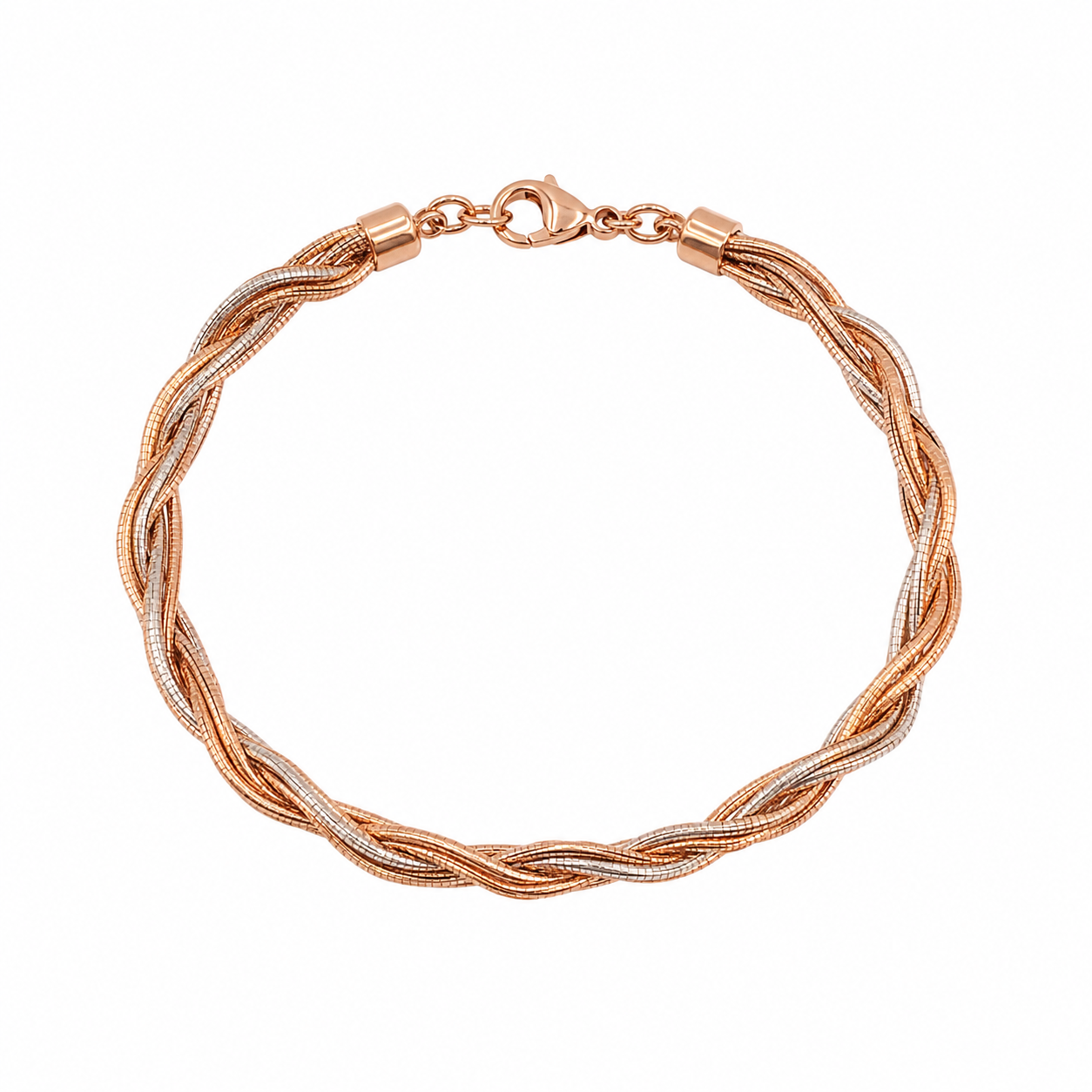 Rose Glow Twisted Silver Bracelet