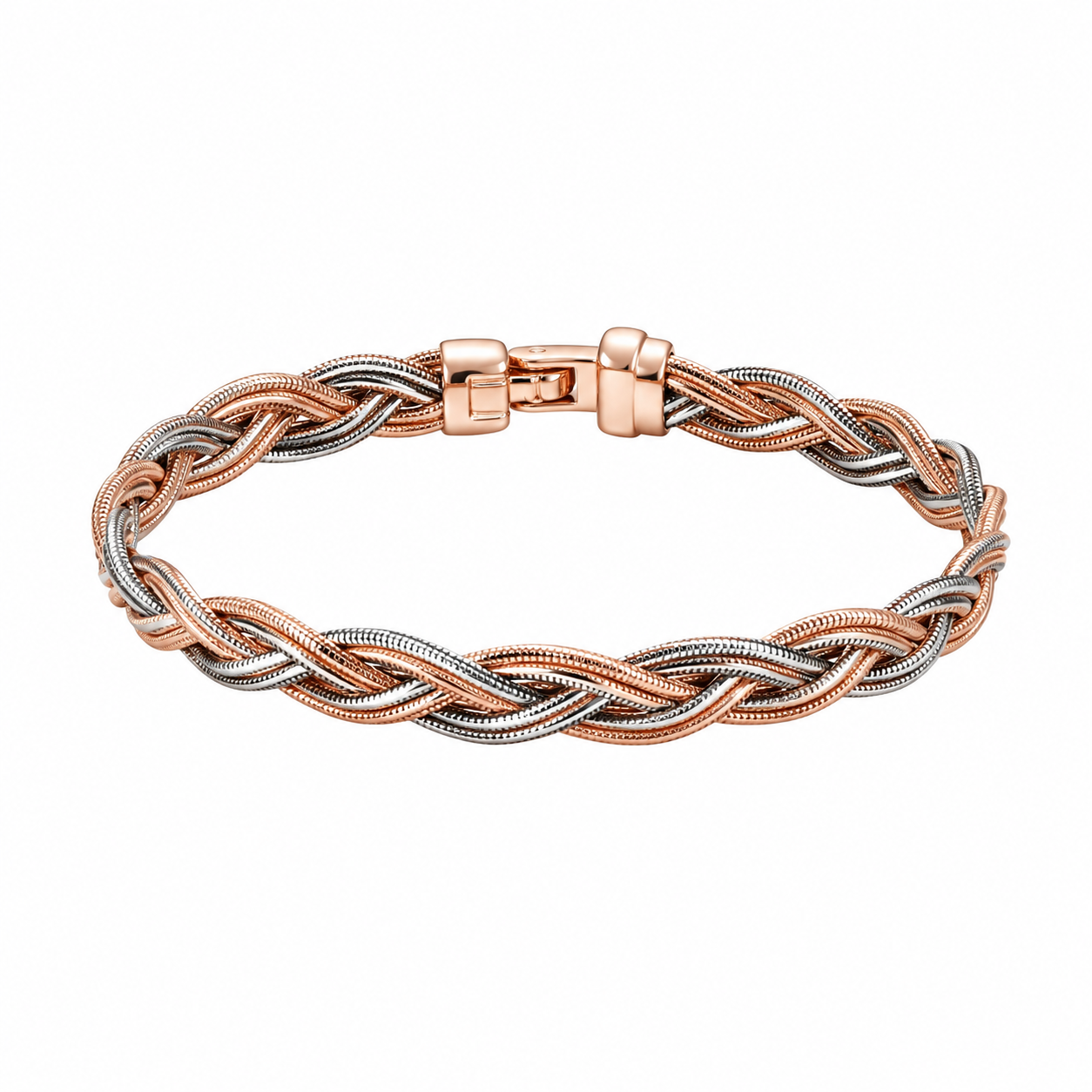 Elegant Twist 925 Sterling Silver Bracelet In Rose Tone