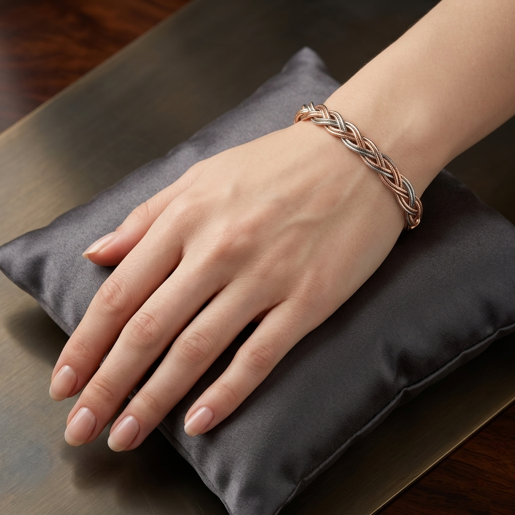 Elegant Twist 925 Sterling Silver Bracelet In Rose Tone