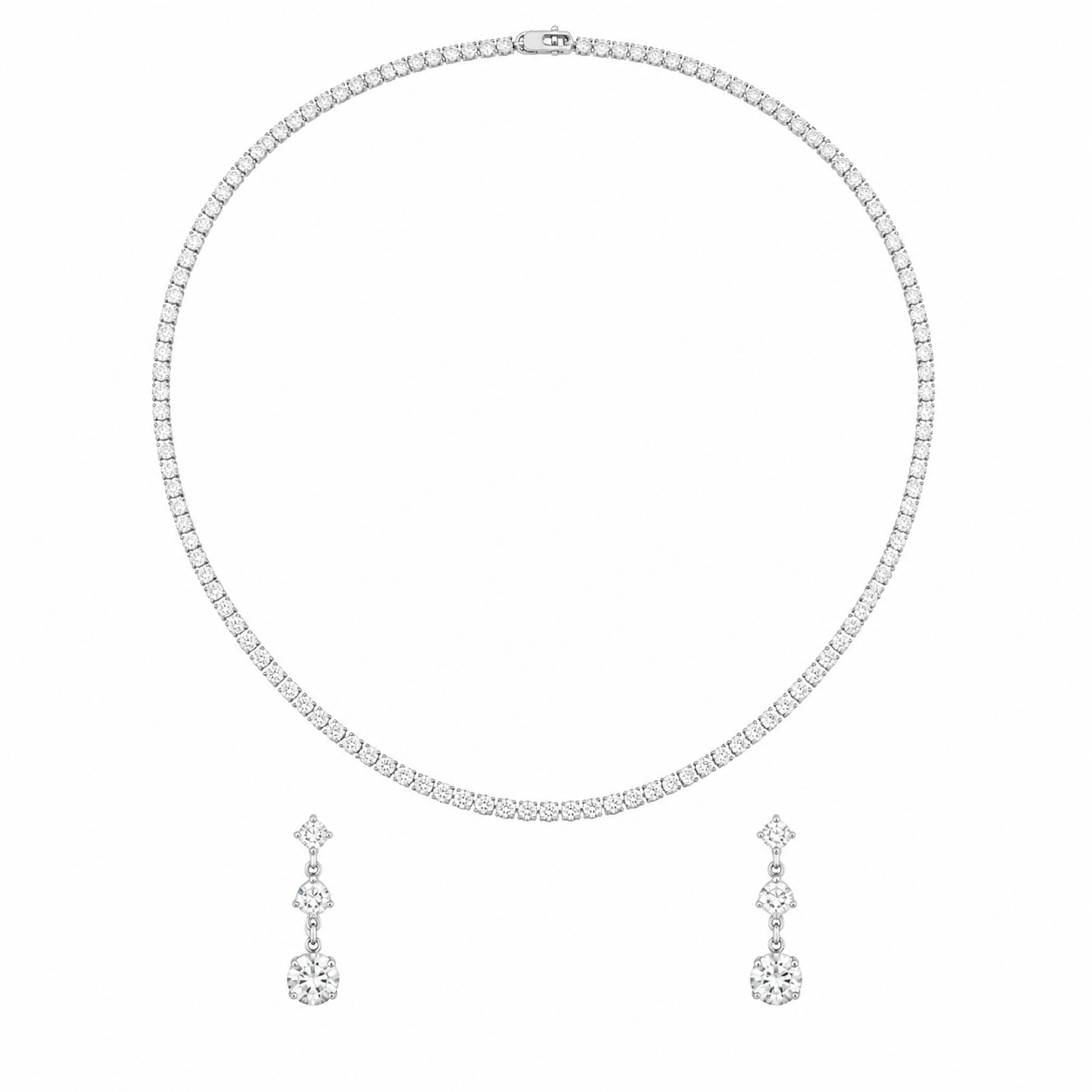 Celestial Spark Sterling Silver Tennis Necklace